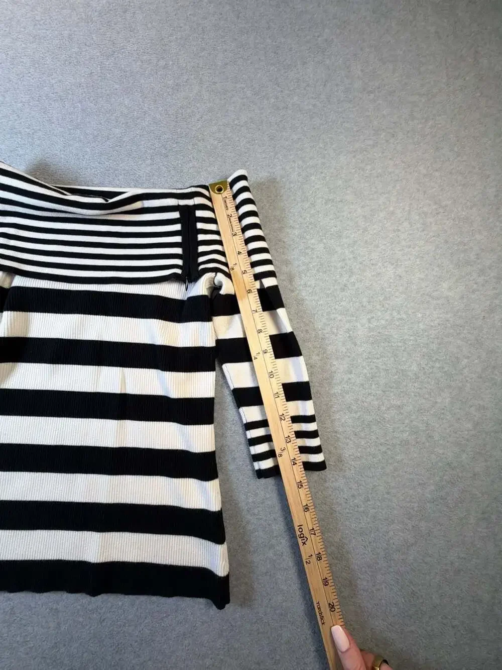 White House Black Market Black White Striped Off The Shoulder Knit Sweater